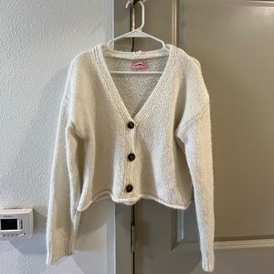 UO Ozzy Boxy Button-Front Cardigan - White